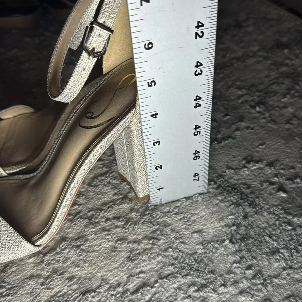 Sam Edelman Yaro Block Heel Sandals Champagne/Light Gold Size 8 New - Picture 6 of 6